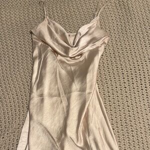 Satin Slip Dress with Draped Neckline